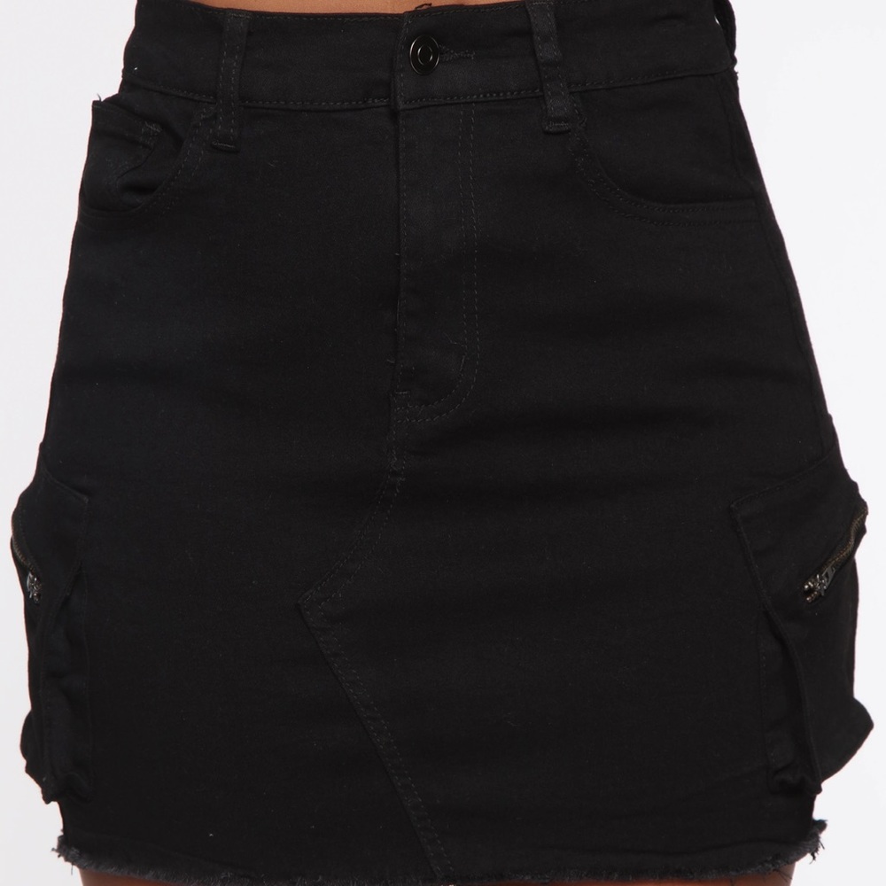 Black Cargo Mini Skirt